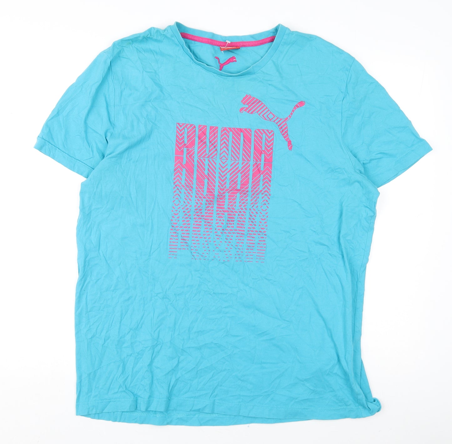 Puma Men's XL Blue Graphic T-Shirt, Short Sleeve, Cotton