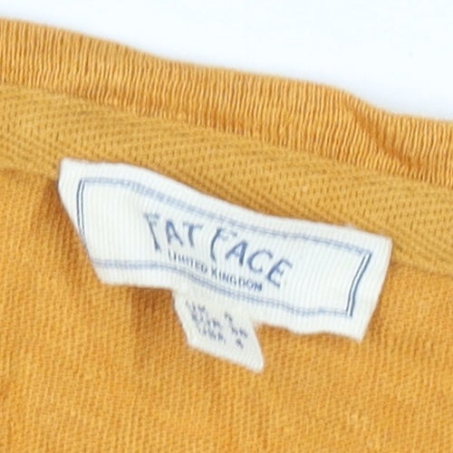 Fat Face Women's Orange Linen V-Neck T-Shirt Size 8
