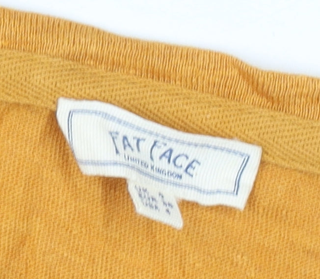 Fat Face Women's Orange Linen V-Neck T-Shirt Size 8