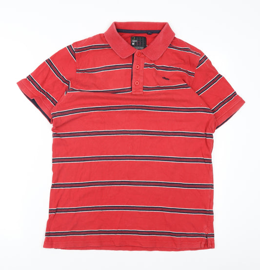 Next Men's Red Striped Polo Shirt Size M