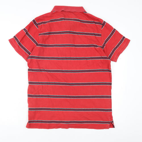 Next Men's Red Striped Polo Shirt Size M