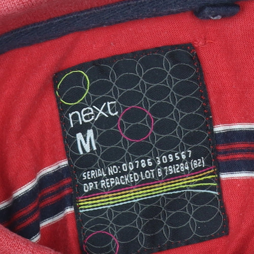 Next Men's Red Striped Polo Shirt Size M