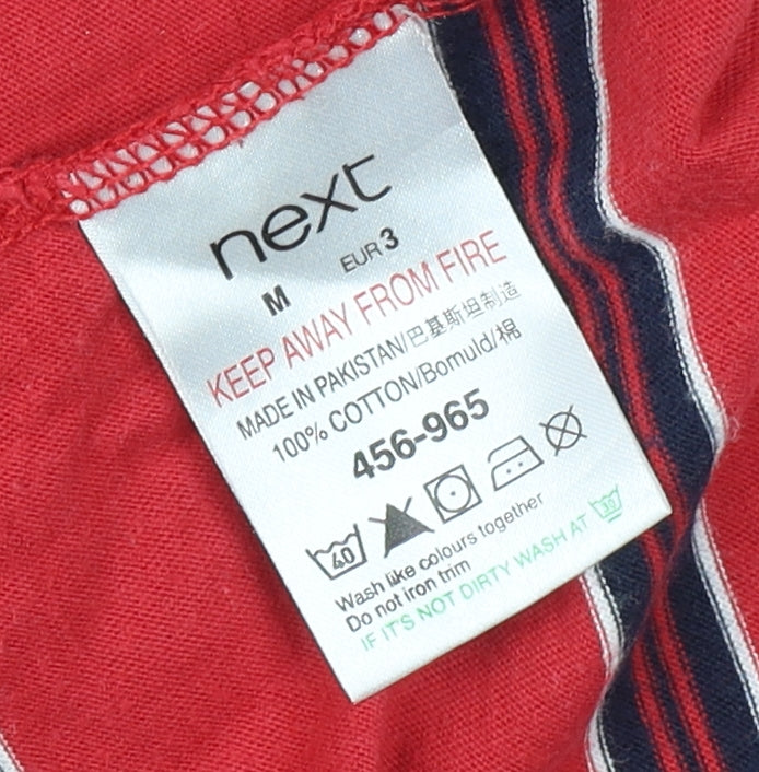 Next Men's Red Striped Polo Shirt Size M
