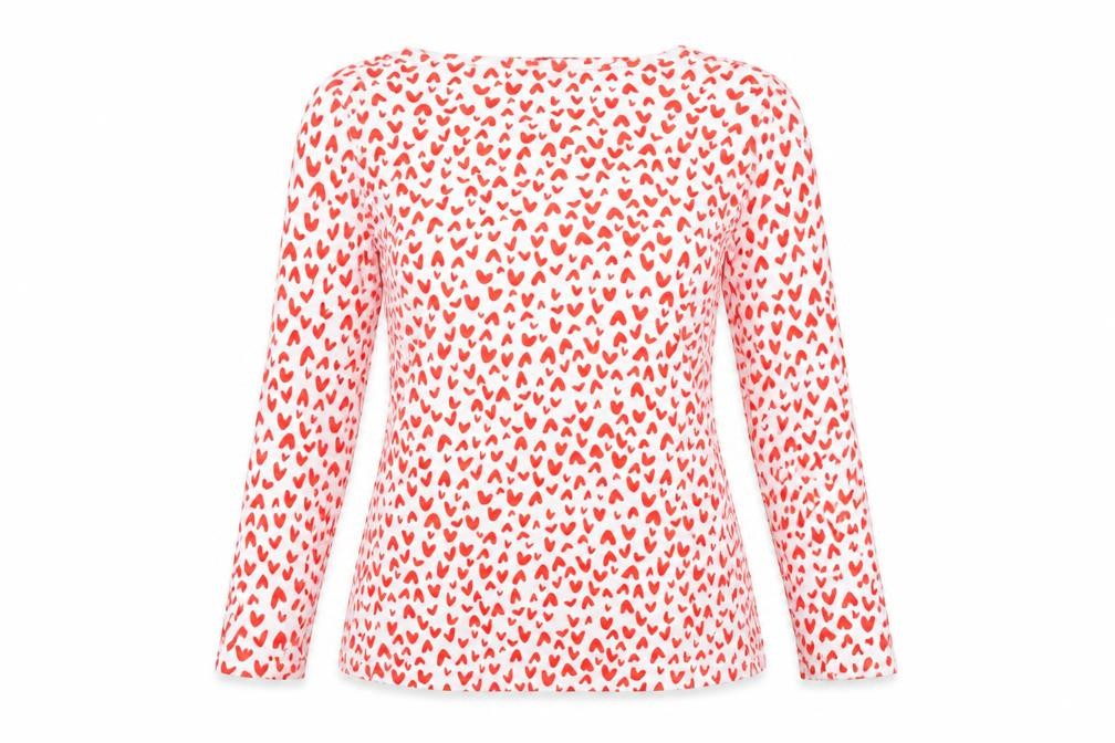 Front view of Marks & Spencer Women's White Heart Print T-Shirt