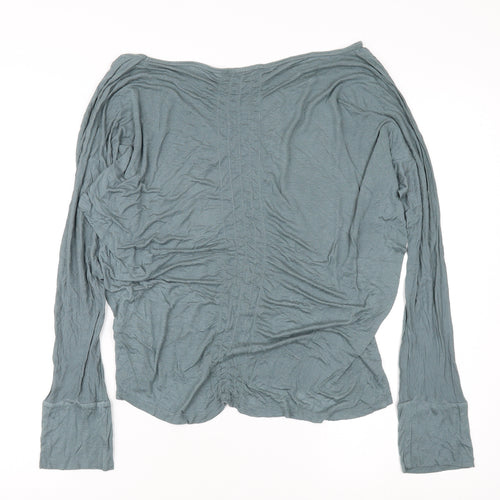 Topshop Women's Green Long Sleeve Boat Neck T-Shirt