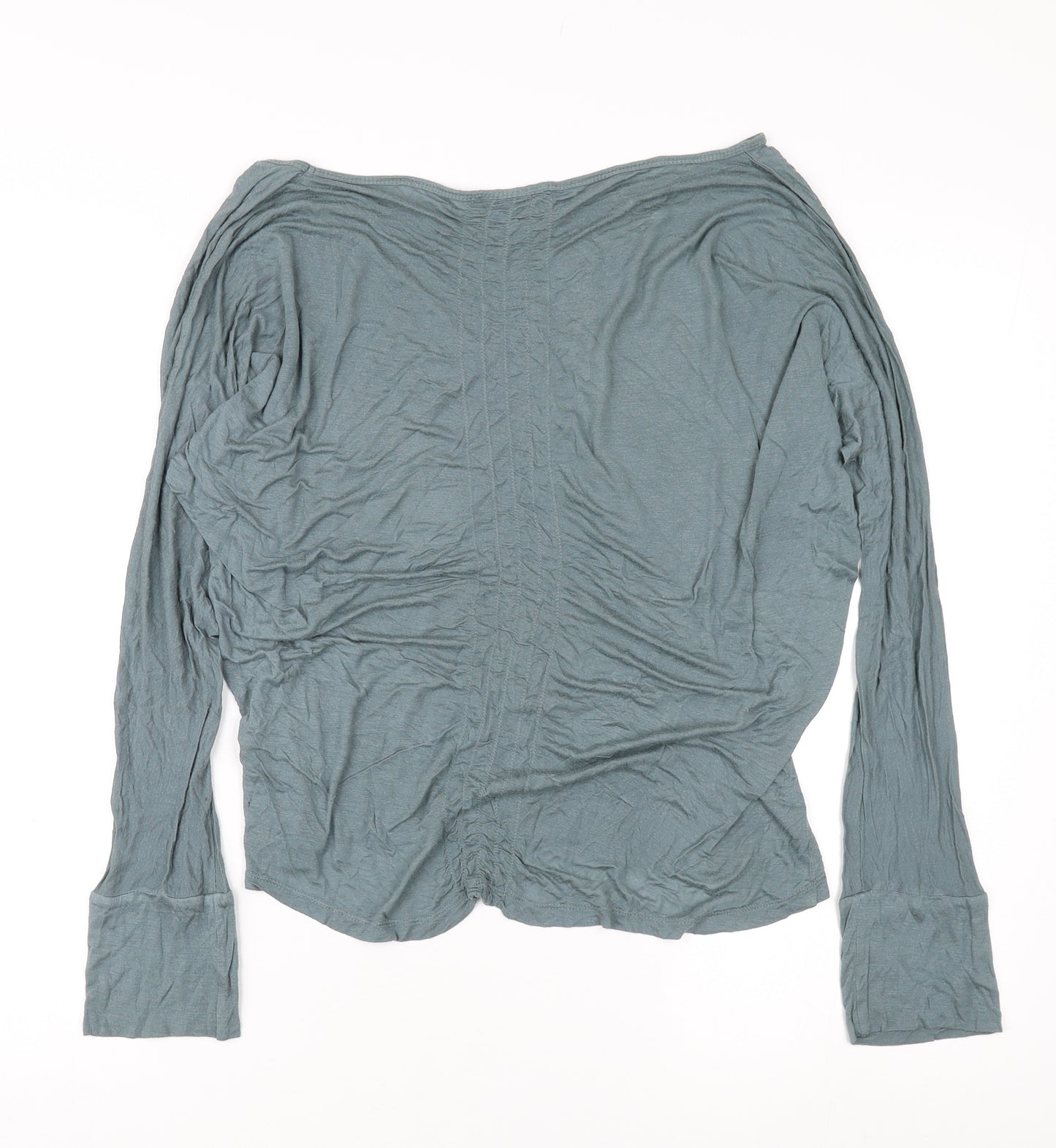 Topshop Women's Green Long Sleeve Boat Neck T-Shirt