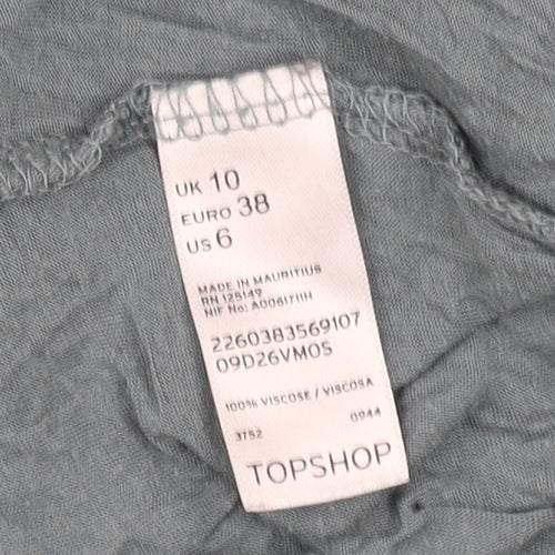 Topshop Women's Green Long Sleeve Boat Neck T-Shirt