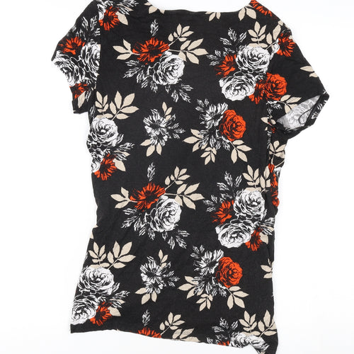 Laura Ashley Women's Black Floral Wrap Blouse - Size 12