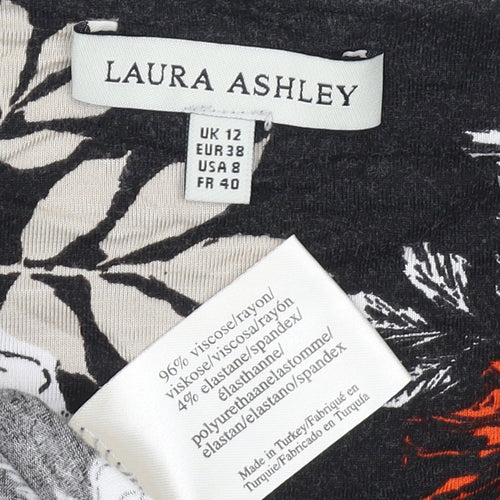 Laura Ashley Women's Black Floral Wrap Blouse - Size 12