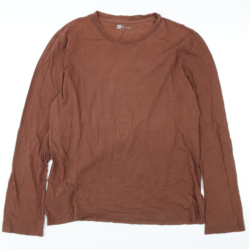 Gap Men's Brown Long Sleeve Crew Neck T-Shirt Medium