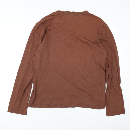 Gap Men's Brown Long Sleeve Crew Neck T-Shirt Medium