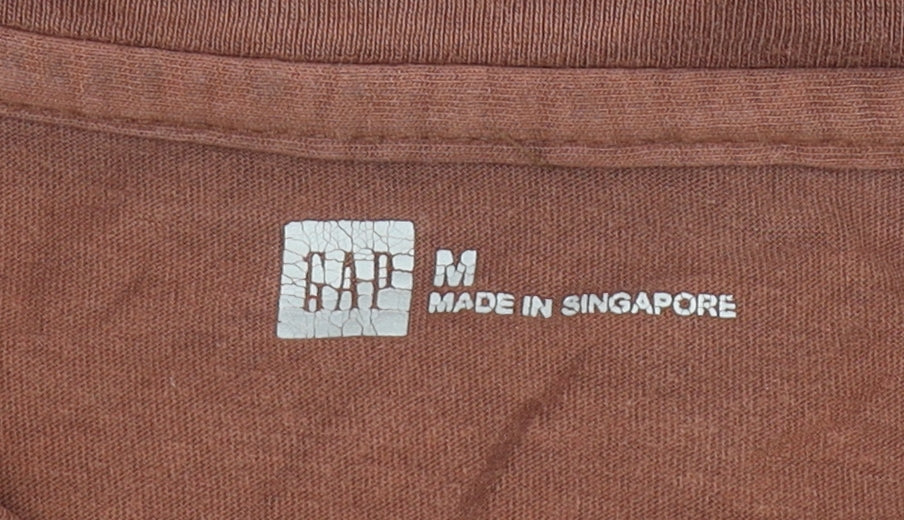 Gap Men's Brown Long Sleeve Crew Neck T-Shirt Medium