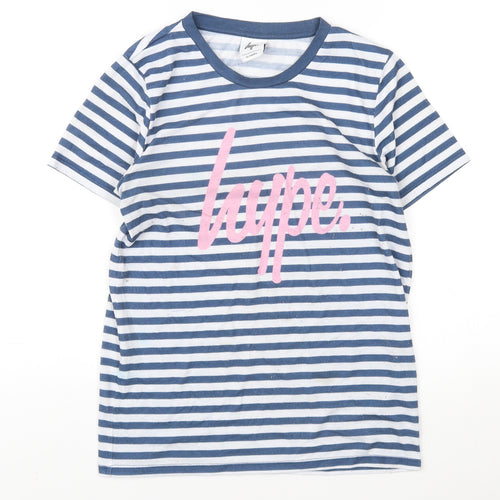 Hype Girls Blue Striped T-Shirt - Size 13 Years