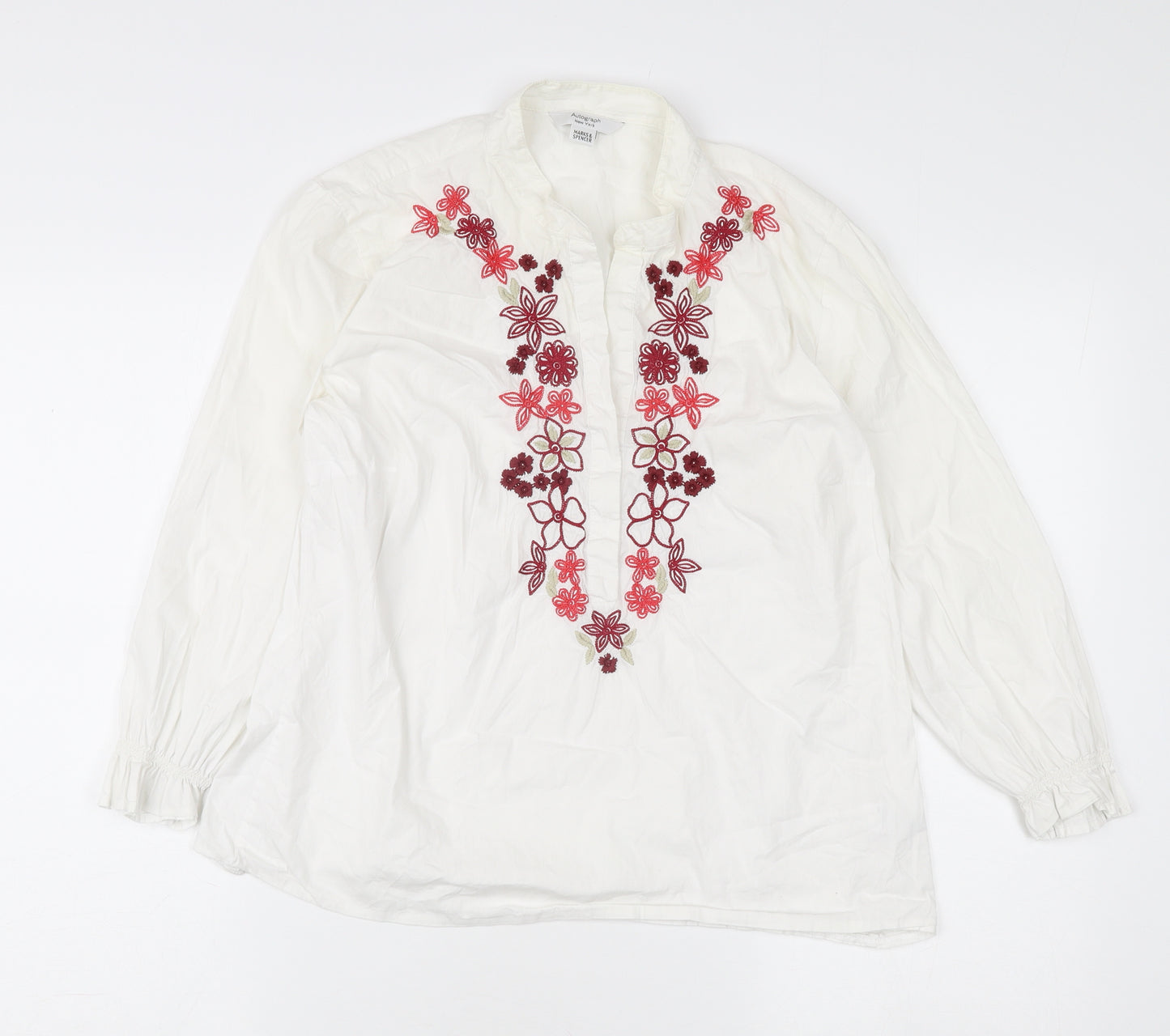 Marks and Spencer Women's White Embroidered Blouse