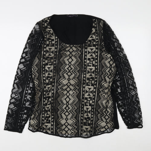 Marks and Spencer Women's Black Geometric Tunic Blouse