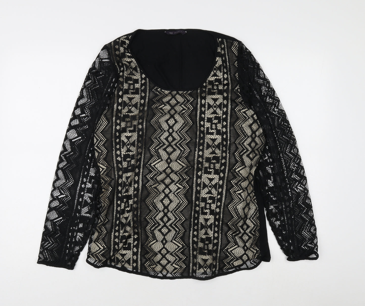 Marks and Spencer Women's Black Geometric Tunic Blouse