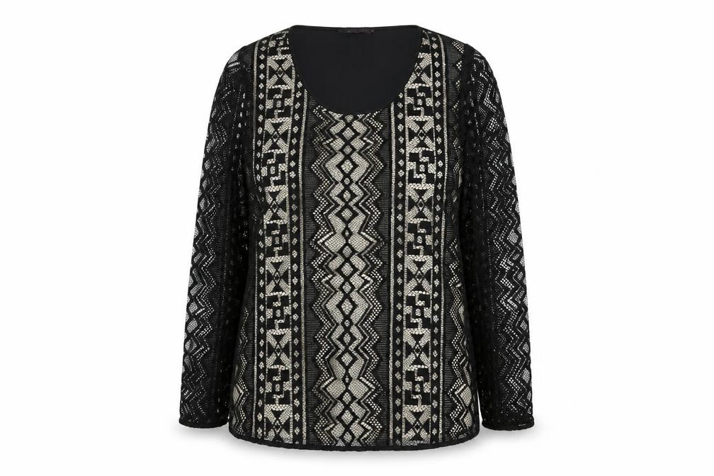 Front view of Marks & Spencer Women's Black Geometric Tunic Blouse