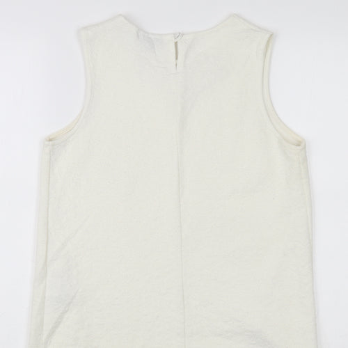 Warehouse Women's White Embroidered Tank Top, Size 10
