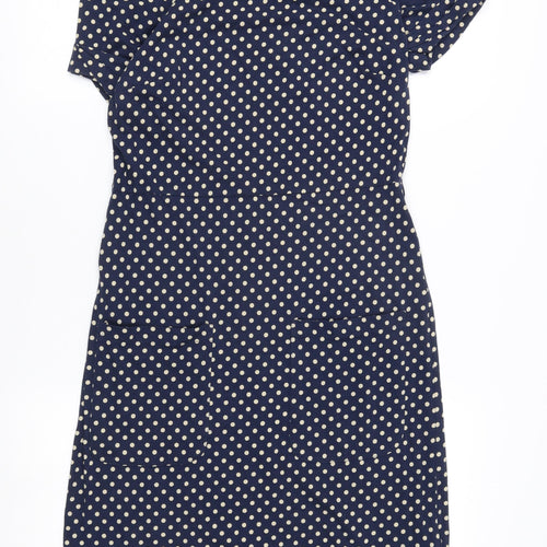 White Stuff Women's Blue Polka Dot Shift Dress Size 10