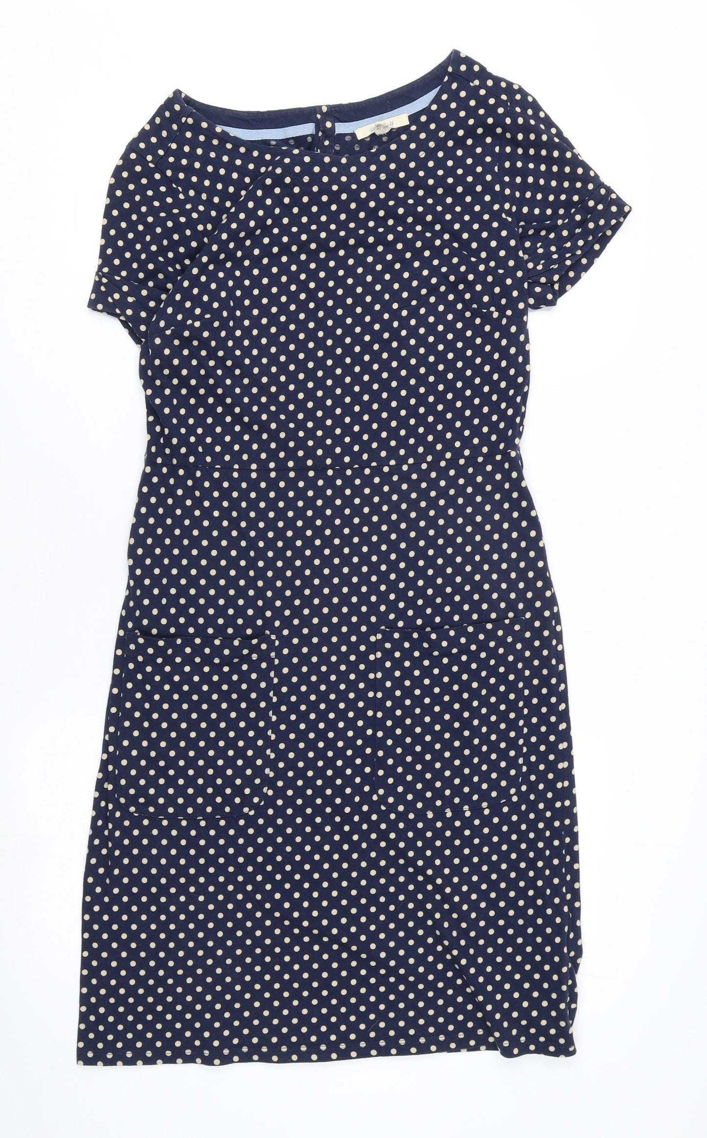White Stuff Women's Blue Polka Dot Shift Dress Size 10