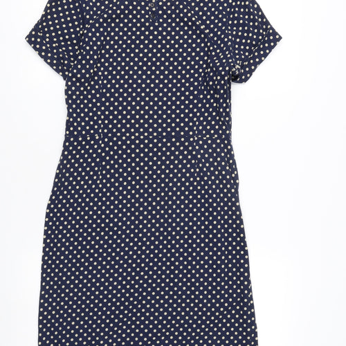 White Stuff Women's Blue Polka Dot Shift Dress Size 10