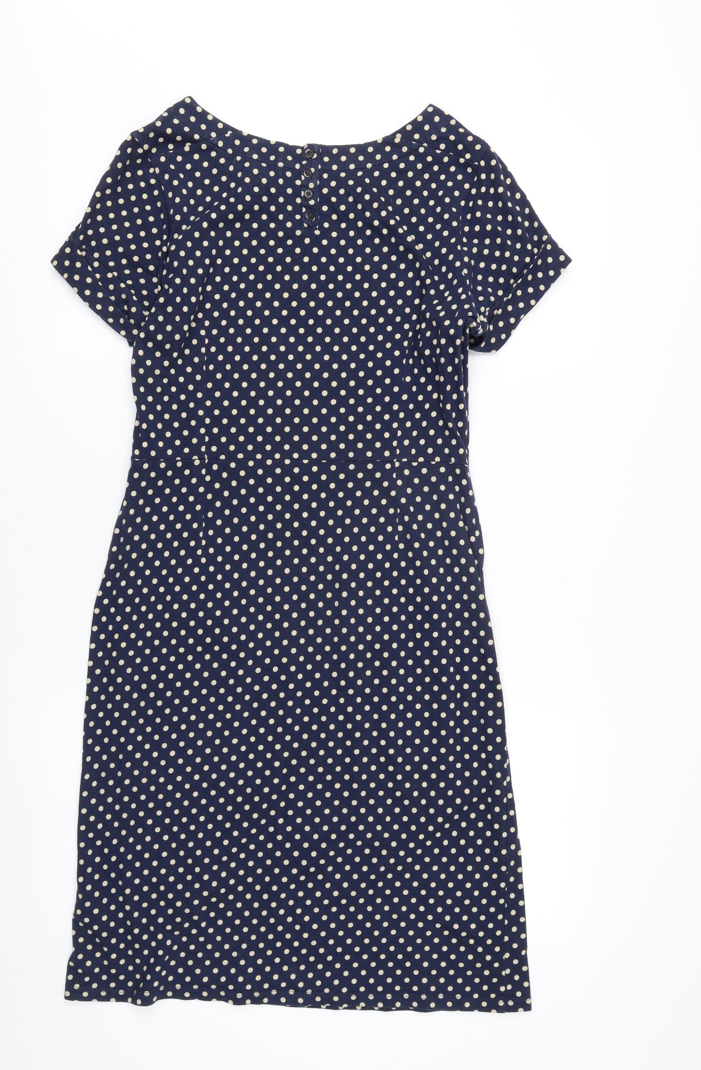 White Stuff Women's Blue Polka Dot Shift Dress Size 10