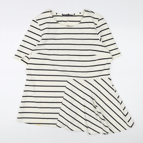 Marks and Spencer Women's Ivory Striped Tunic T-Shirt - Size 16