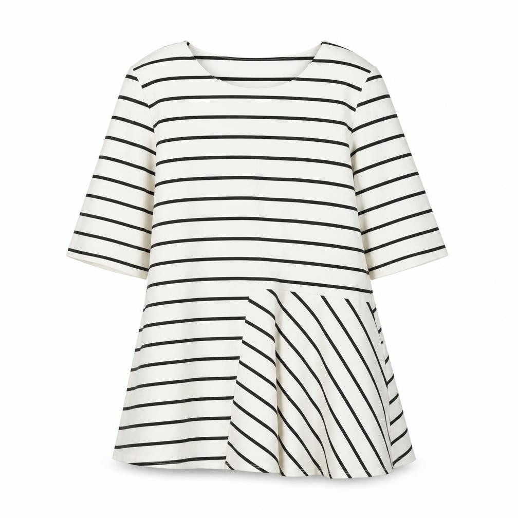 Marks and Spencer Women's Ivory Striped Tunic T-Shirt - Size 16