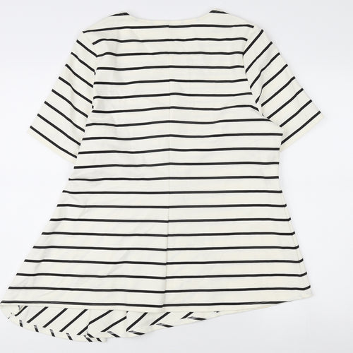 Marks and Spencer Women's Ivory Striped Tunic T-Shirt - Size 16