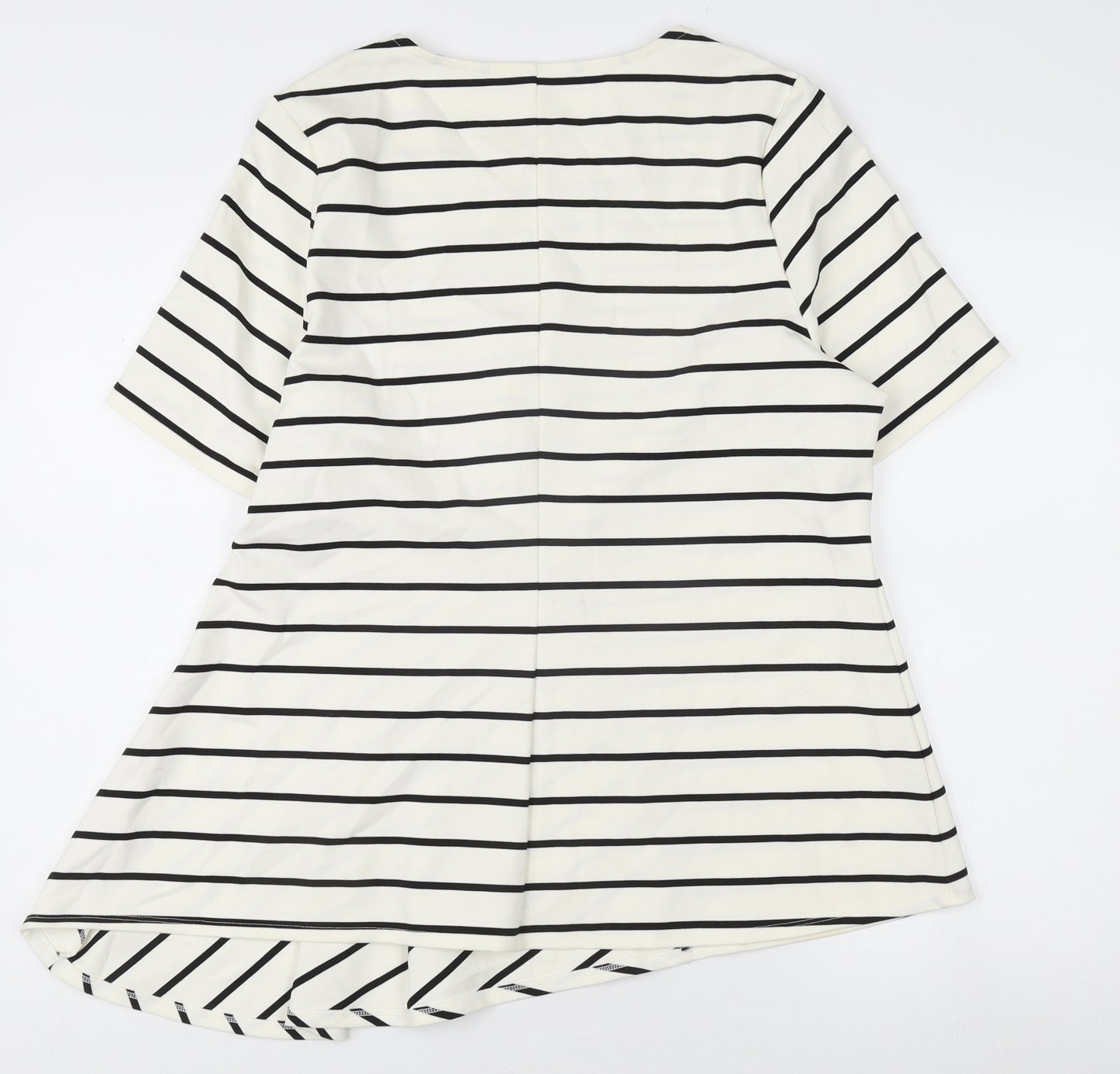 Marks and Spencer Women's Ivory Striped Tunic T-Shirt - Size 16