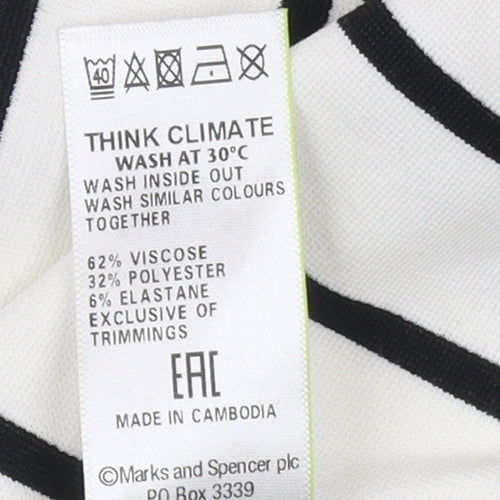 Marks and Spencer Women's Ivory Striped Tunic T-Shirt - Size 16