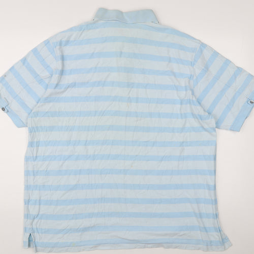 Ashworth Men's Blue Striped Polo, 3XL, Casual Style