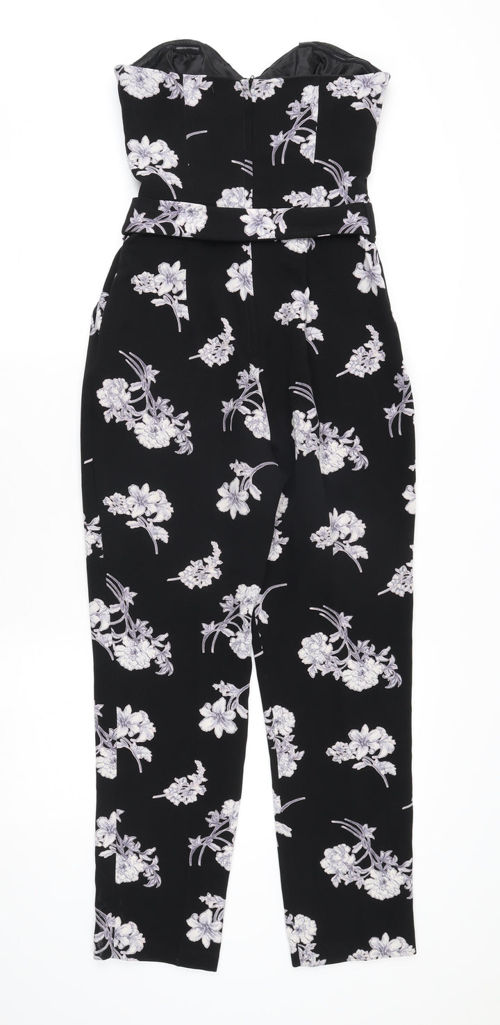 Miss Selfridge Women's Black Floral Jumpsuit Size 8
