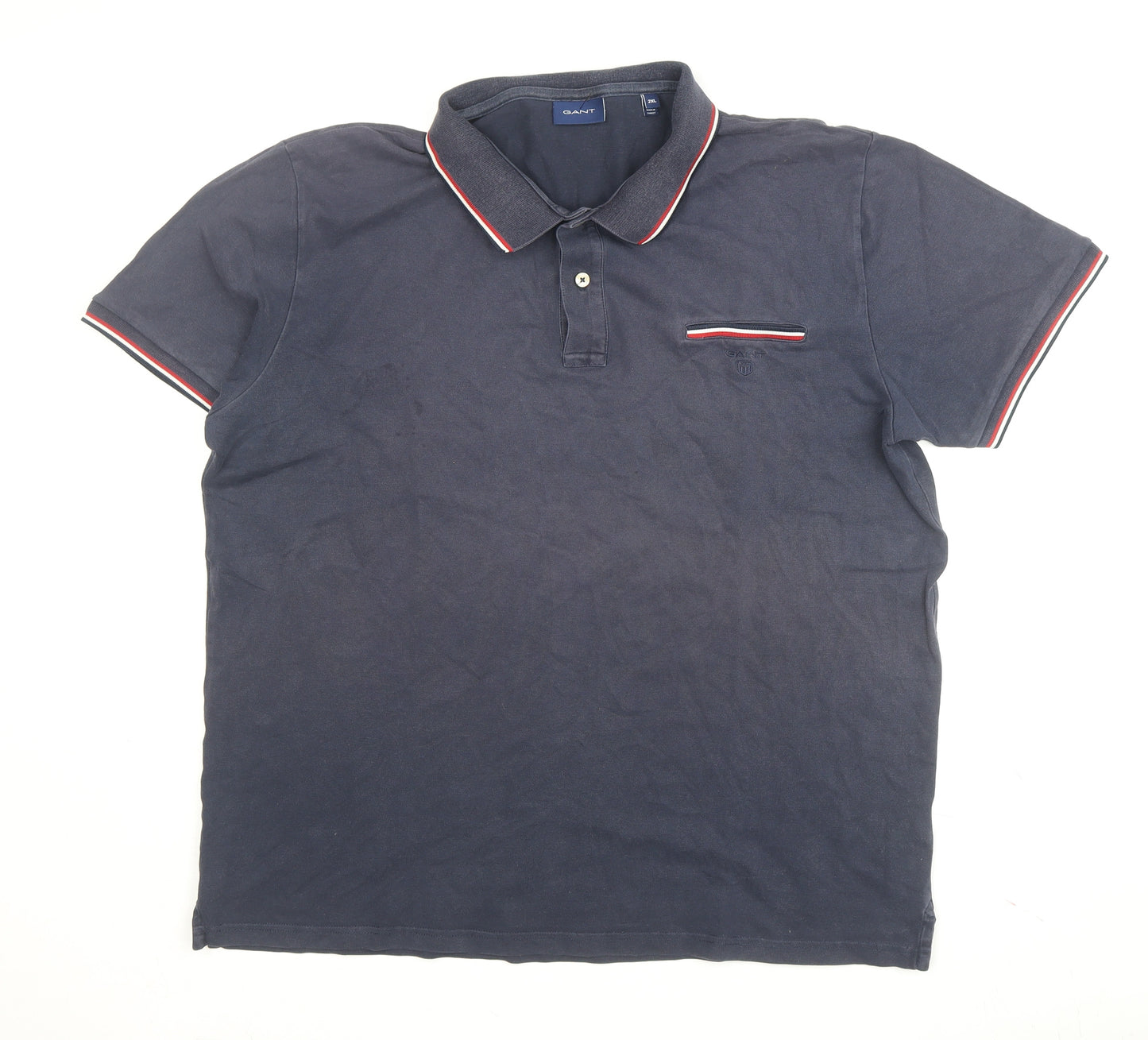 Gant Men's Blue Polo Shirt 2XL Short Sleeve Collared