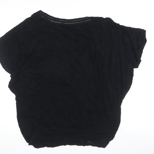 Wallis Women's Black Crochet Accent T-Shirt Size M