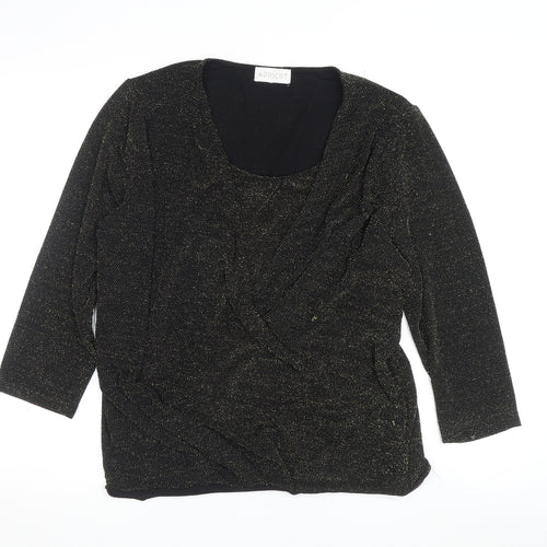 Apricot Women's Black 3/4 Sleeve Wrap Tunic Top