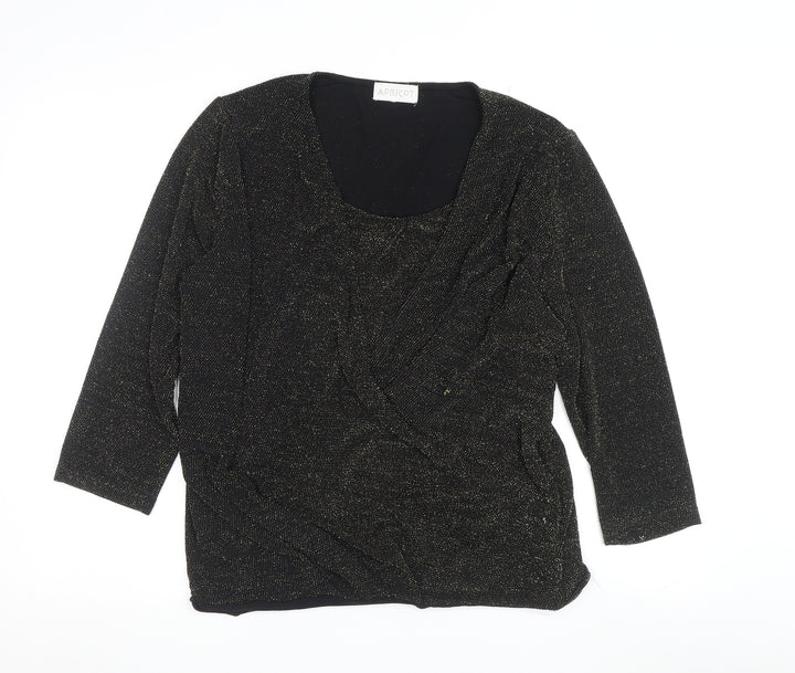 Apricot Women's Black 3/4 Sleeve Wrap Tunic Top