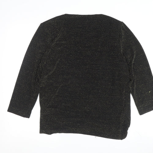 Apricot Women's Black 3/4 Sleeve Wrap Tunic Top