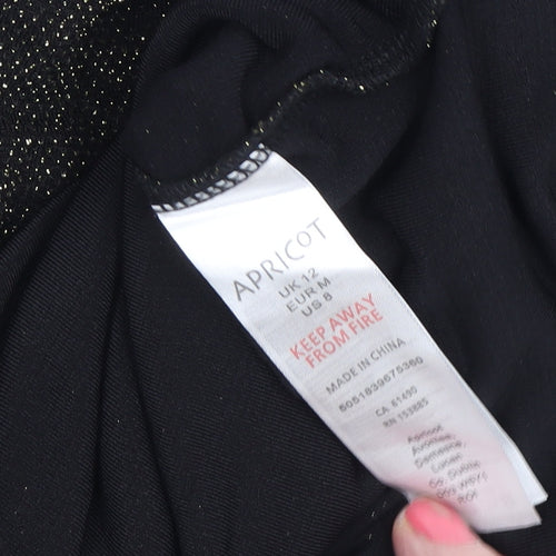 Apricot Women's Black 3/4 Sleeve Wrap Tunic Top