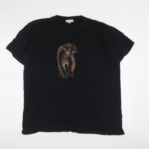 Topshop Women's Black Animal Print T-Shirt, Large