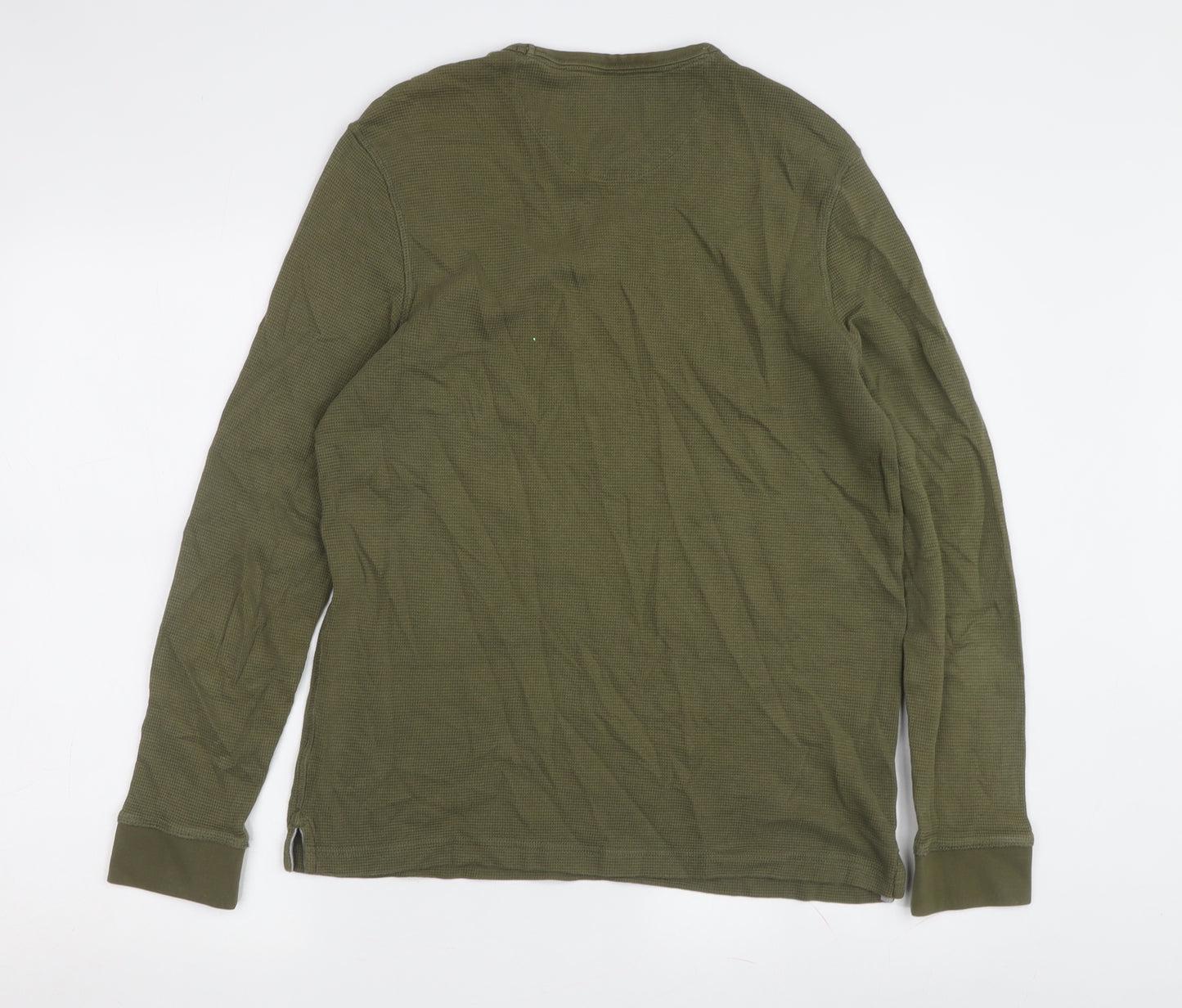 Farah Jeans Men's Green Cotton Long Sleeve Crew Neck T-Shirt L