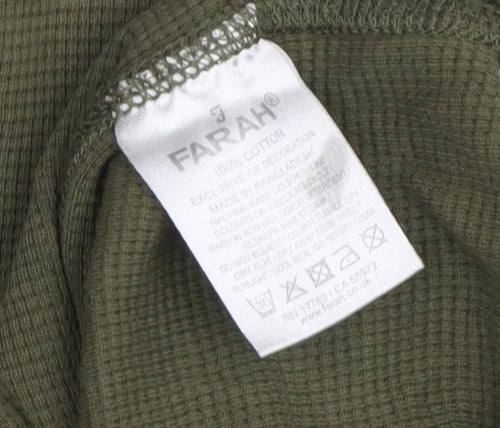 Farah Jeans Men's Green Cotton Long Sleeve Crew Neck T-Shirt L