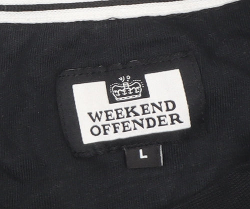 Weekend Offender Men's Black T-Shirt, Size L, Long Sleeve, Cotton