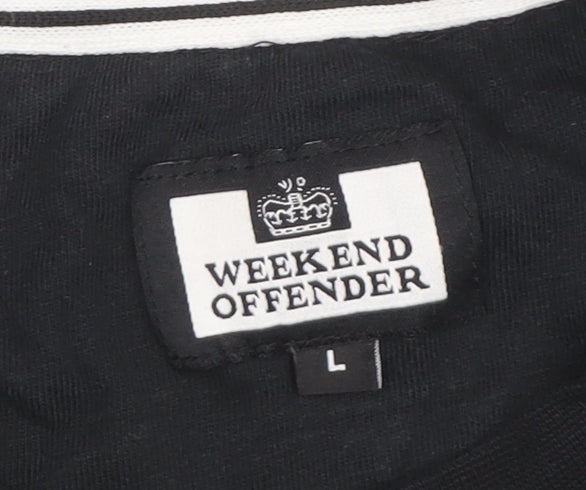 Weekend Offender Men's Black T-Shirt, Size L, Long Sleeve, Cotton