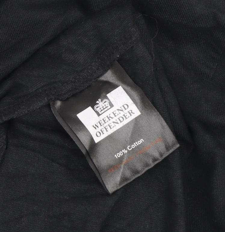 Weekend Offender Men's Black T-Shirt, Size L, Long Sleeve, Cotton