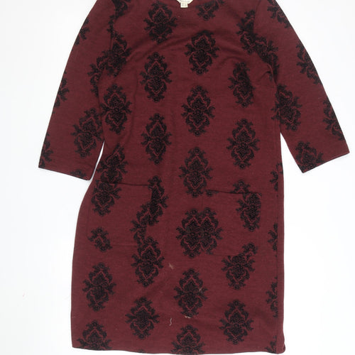 White Stuff Women's Red Geometric Shift Dress Size 12