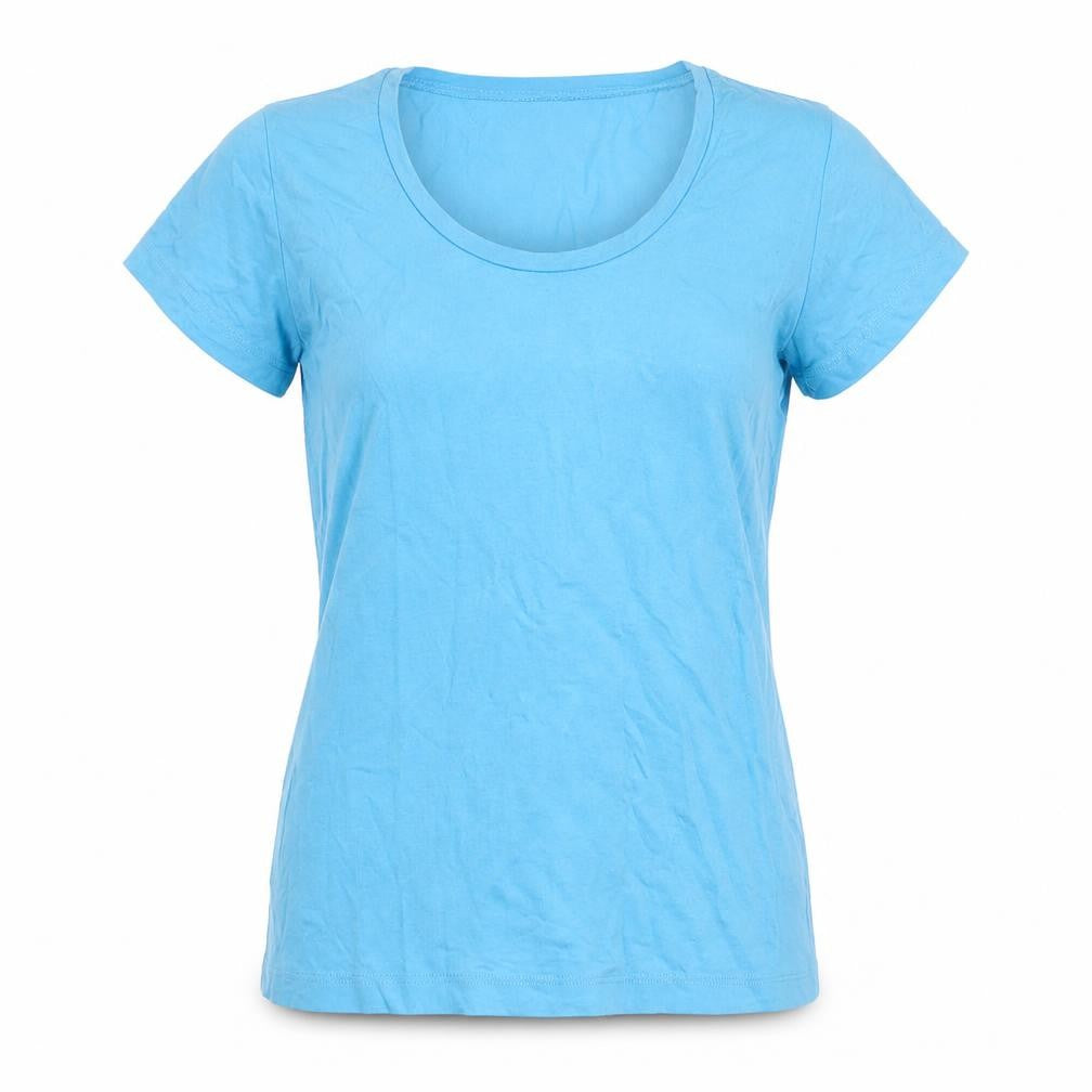 Front view of Planet Women's Blue Basic T-Shirt, size 10