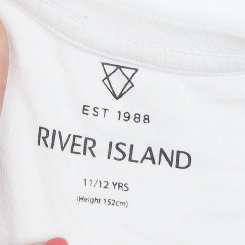 River Island Boys White Graphic Print T-Shirt 11-12 Years