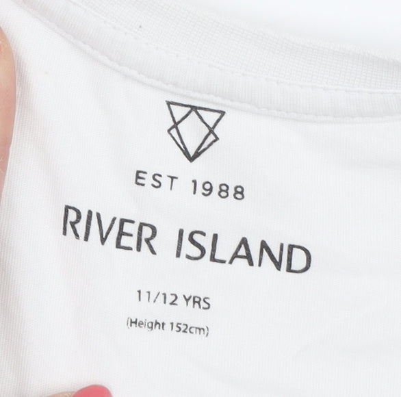 River Island Boys White Graphic Print T-Shirt 11-12 Years