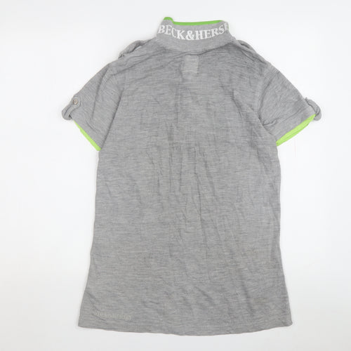 Beck & Hersey Men's Grey S T-Shirt, Logo, Cotton Blend